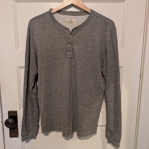 Marine Layer Heather Gray Henley Long Sleeve Top Made In USA Shirt Men's M